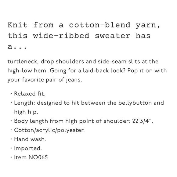 Madewell Antique Cream Wide Rib Turtleneck Sweater NWT Size XXS - Picture 8 of 9